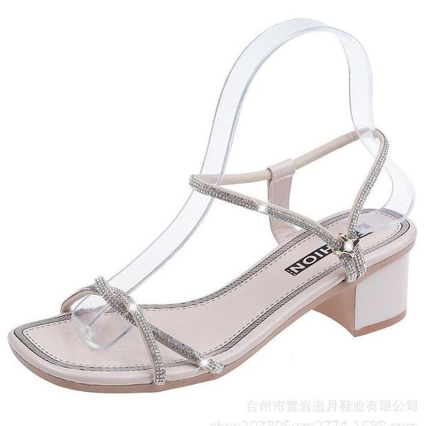 sandals women's rhinestone summer style open toe mid-heel buckle fashion ladies slippers women, Black
sandals women's rhinestone summer style open toe mid-heel buckle fashion ladies slippers women, Black