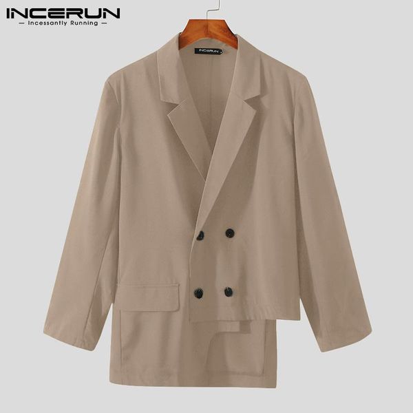 men's suits & blazers incerun 2021 fashion men blazer solid color lapel long sleeve casual irregular streetwear double breasted jackets, White;black
men's suits & blazers incerun 2021 fashion men blazer solid color lapel long sleeve casual irregular streetwear double breasted jackets, White;black