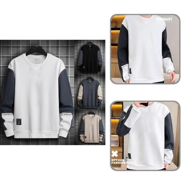 men's sweaters letter print sports contrast colors loose men sweatshirt for daily wear, White;black
men's sweaters letter print sports contrast colors loose men sweatshirt for daily wear, White;black