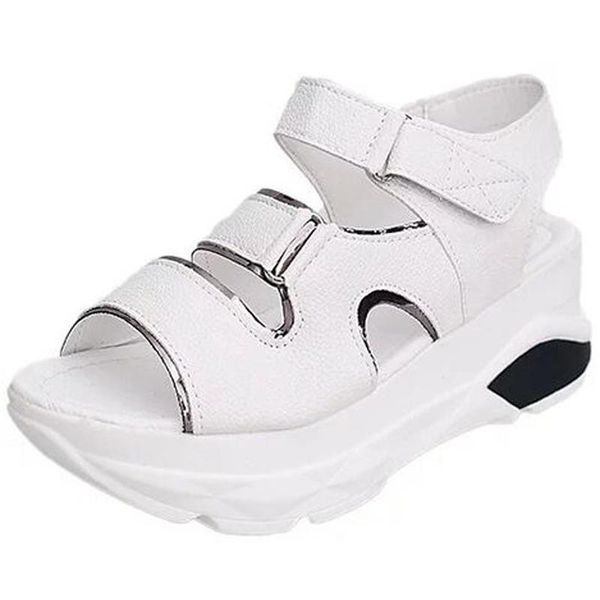 nice summer new korean version muffin bottom adhesive soft bottom female sandals round open toe middle white women shoes, Black
nice summer new korean version muffin bottom adhesive soft bottom female sandals round open toe middle white women shoes, Black