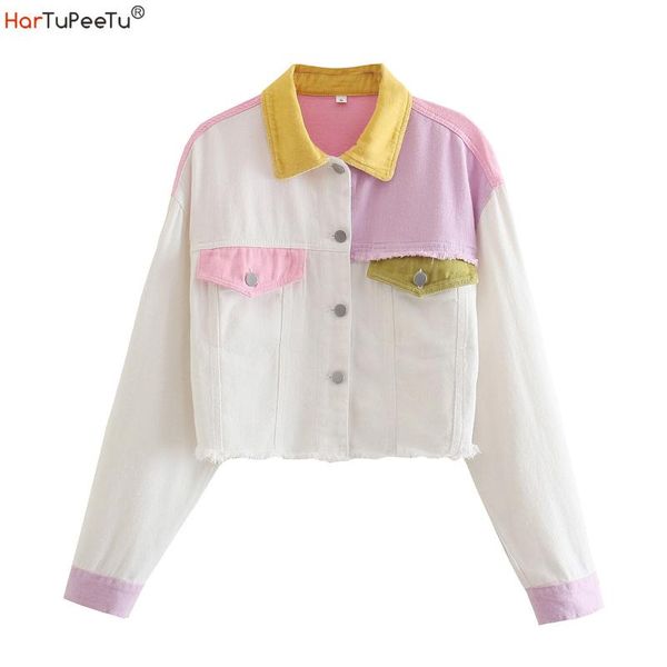 women's jackets 2021 autumn women short jacket girls patchwork colours block slim fit tear hem crop long sleeve cotton coat streetwear, Black;brown
women's jackets 2021 autumn women short jacket girls patchwork colours block slim fit tear hem crop long sleeve cotton coat streetwear, Black;brown