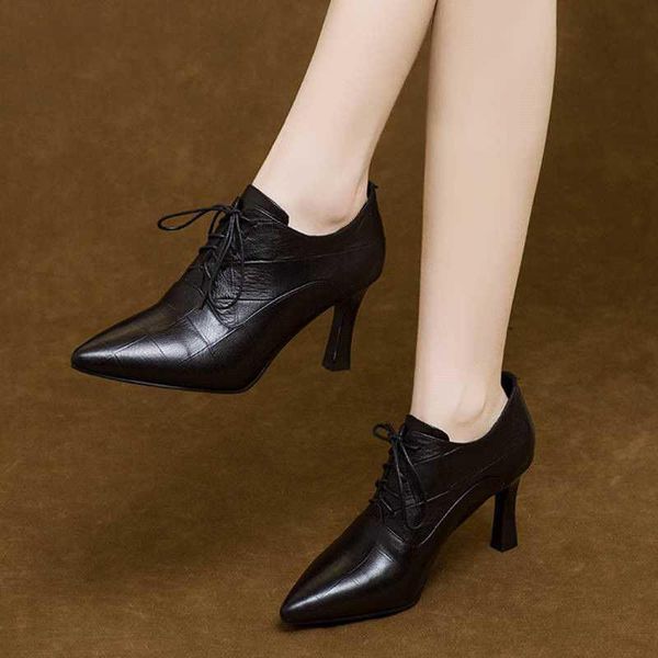 dress shoes spring and autumn high heels 2021 pointy single shoe deep lace-up thin medium for women, Black
dress shoes spring and autumn high heels 2021 pointy single shoe deep lace-up thin medium for women, Black