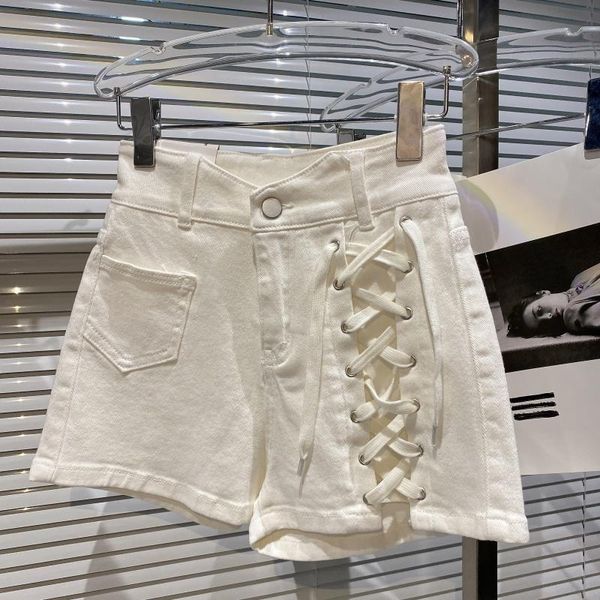 women's shorts punk bandage cross fit denim women's2021 summer street trend pants, White;black
women's shorts punk bandage cross fit denim women's2021 summer street trend pants, White;black