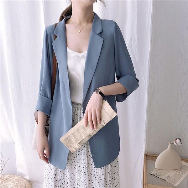 women's blouses & shirts korean small suit jacket three quarter sleeved sunscreen 2021 summer thin fashion wild shirt and blouse zh977, White
women's blouses & shirts korean small suit jacket three quarter sleeved sunscreen 2021 summer thin fashion wild shirt and blouse zh977, White
