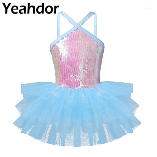 stage wear kids girls sleeveless ballet dress halter sequins mesh leotard dance gymnastics tutu1, Black;red
stage wear kids girls sleeveless ballet dress halter sequins mesh leotard dance gymnastics tutu1, Black;red