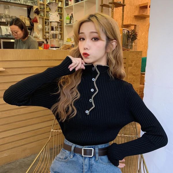 women's sweaters inner half-high collar bottoming shirt spring and autumn elegant design middle-collar long sleeve sweater., White;black
women's sweaters inner half-high collar bottoming shirt spring and autumn elegant design middle-collar long sleeve sweater., White;black
