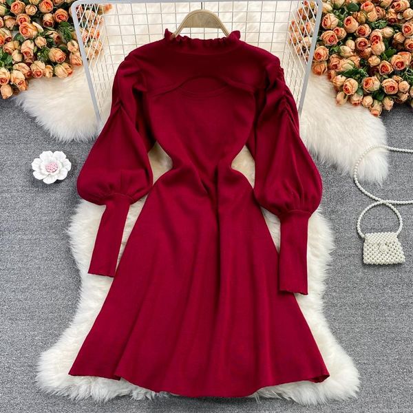 casual dresses 2021 autumn and winter korean style retro graceful stand collar wooden ear chest hollow slim knit dress sweater, Black;gray
casual dresses 2021 autumn and winter korean style retro graceful stand collar wooden ear chest hollow slim knit dress sweater, Black;gray