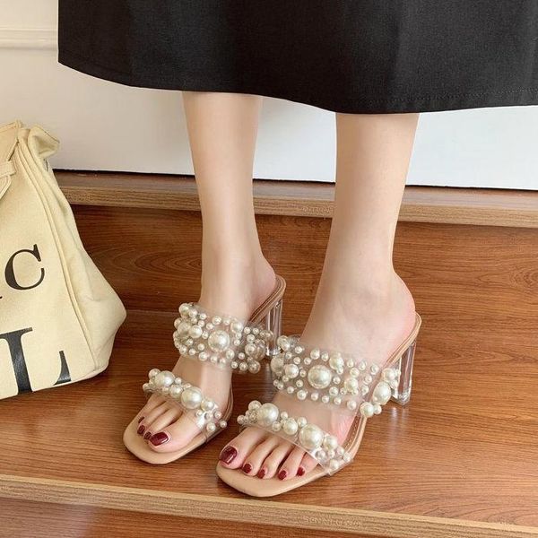 dress shoes 2021 summer pearl transparent high heels female khaki with 9cm square toe thick heel fashion ladies sandals, Black
dress shoes 2021 summer pearl transparent high heels female khaki with 9cm square toe thick heel fashion ladies sandals, Black