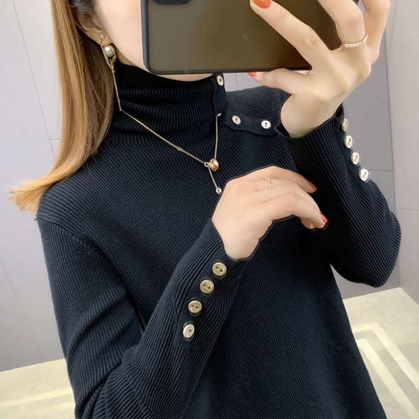 black sweater with pile neck undergarment for women's autumn and winter 2021 new style high collar knitting, White;black
black sweater with pile neck undergarment for women's autumn and winter 2021 new style high collar knitting, White;black