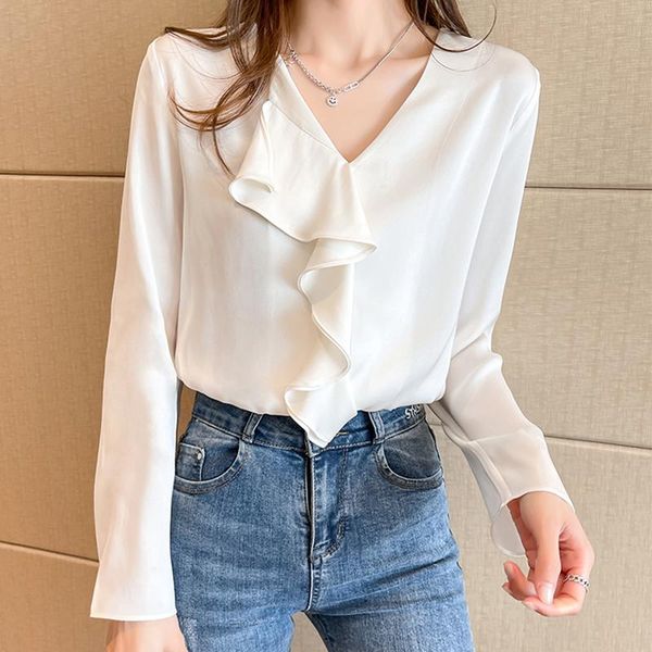 women's blouses & shirts autumn long sleeve ruffles v neck black white chiffon femme korean blusas elegantes ladies clothes blusa femi
women's blouses & shirts autumn long sleeve ruffles v neck black white chiffon femme korean blusas elegantes ladies clothes blusa femi