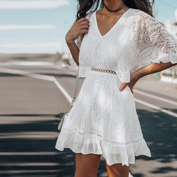 casual dresses summer v neck white lace dress 2021 women flare sleeve ruffles mini female a line short party vestidos, Black;gray
casual dresses summer v neck white lace dress 2021 women flare sleeve ruffles mini female a line short party vestidos, Black;gray