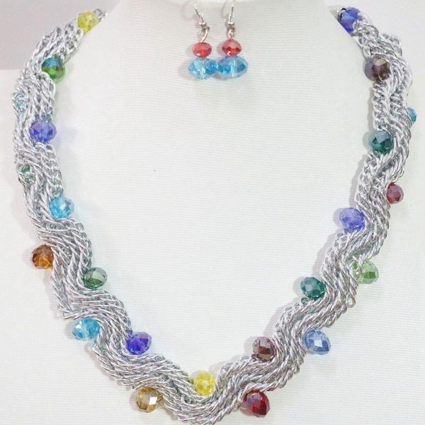 fashion chain necklace earrings set colorful rhinestone crystal european women silver-color gold-color elegant jewelry b1272
fashion chain necklace earrings set colorful rhinestone crystal european women silver-color gold-color elegant jewelry b1272