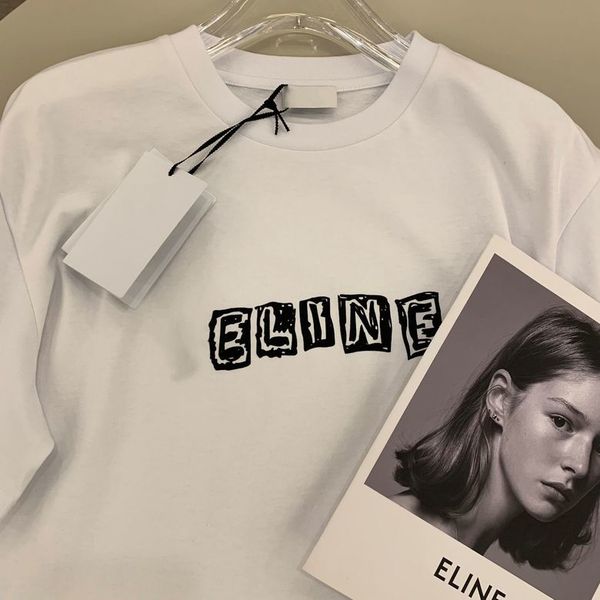 spring / summer 2021 new ce * letter round neck loose t-shirt hair1, White;black