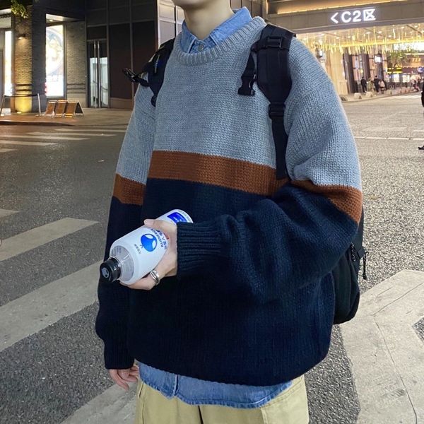 2021 new winter o-neck men's warm fashion casual retro knitted pullover men wild loose korean contrast sweater mens clothes -2xl wva0, White;black
2021 new winter o-neck men's warm fashion casual retro knitted pullover men wild loose korean contrast sweater mens clothes -2xl wva0, White;black