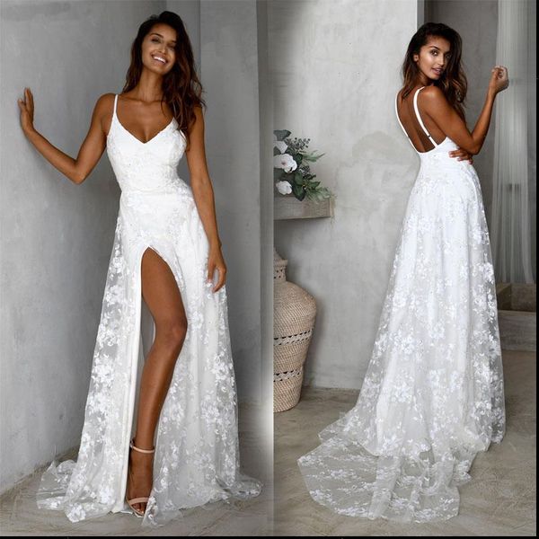 women lace white dress v neck sleeveless spaghetti strap backless floor length party vacation wear long side slit dresses, Black;gray
women lace white dress v neck sleeveless spaghetti strap backless floor length party vacation wear long side slit dresses, Black;gray