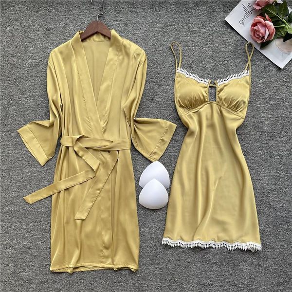 women's sleepwear faux silk 2 piece wedding robe set women kimono bathrobe gown lace nightgown nightwear loose satin home clothes, Black;red
women's sleepwear faux silk 2 piece wedding robe set women kimono bathrobe gown lace nightgown nightwear loose satin home clothes, Black;red