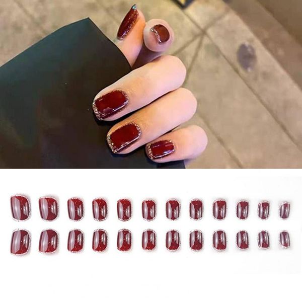 false nails lightweight wear-resistant burgundy silver color edge diy nail tips sticker for dating, Red;gold
false nails lightweight wear-resistant burgundy silver color edge diy nail tips sticker for dating, Red;gold