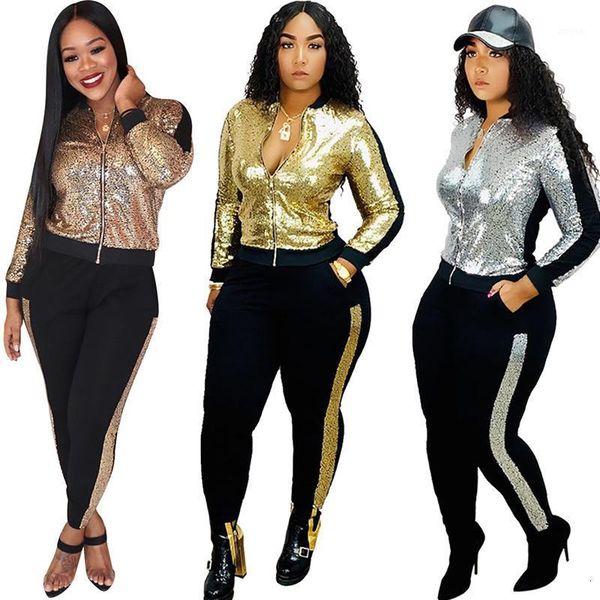 two piece dress fashion glitter sequin set zipper suit long sleeve casual woman clothes and pants contain inside, White
two piece dress fashion glitter sequin set zipper suit long sleeve casual woman clothes and pants contain inside, White