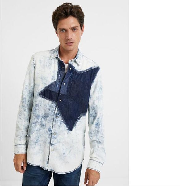 men's casual shirts fashion spanish foreign trade star sand wash old shirt lapel selling long sleeve, White;black
men's casual shirts fashion spanish foreign trade star sand wash old shirt lapel selling long sleeve, White;black