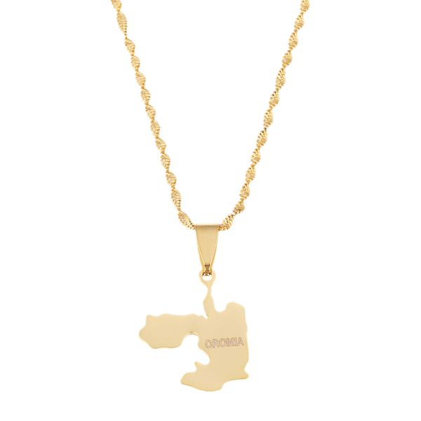 ethiopia oromia map pendant and necklaces for women oromo jewelry gifts, Silver