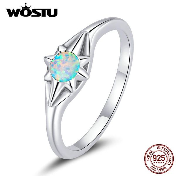 cluster rings wostu 925 sterling silver opal star ring shining finger for women fine jewelry gift ctr202, Golden;silver