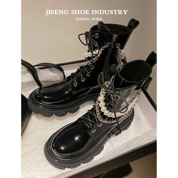 pearl chain thick soled martin thanks for your love. now it's urgent to put on the shelf ~ fried street small short boots girl, Black
pearl chain thick soled martin thanks for your love. now it's urgent to put on the shelf ~ fried street small short boots girl, Black
