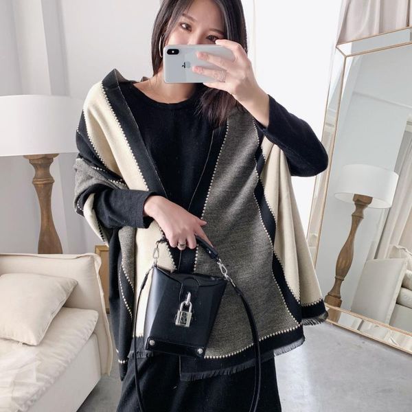 gray black patchwork winter faux cashmere women's shawl fashion female tippet scarf wrap warm 2021 wool ladies scarves, Blue;gray
gray black patchwork winter faux cashmere women's shawl fashion female tippet scarf wrap warm 2021 wool ladies scarves, Blue;gray