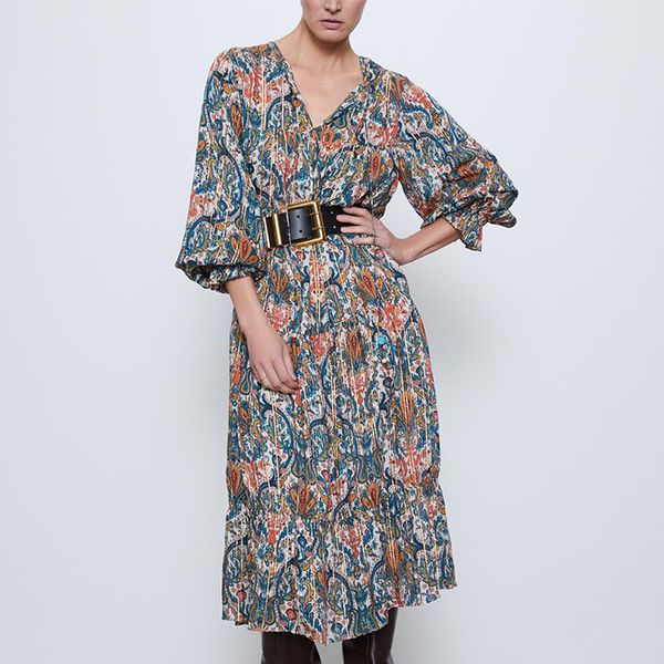 2021 new sleeve v neck midi women dresses tunic vintage polyester floral printed long dress casual vestidos 6smg, White
2021 new sleeve v neck midi women dresses tunic vintage polyester floral printed long dress casual vestidos 6smg, White