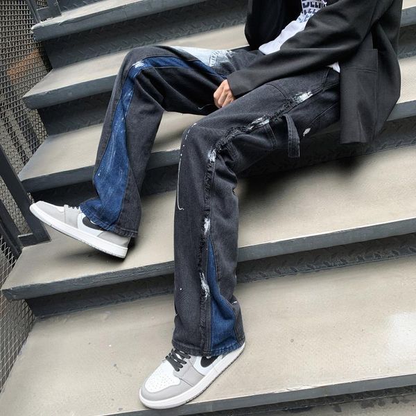 men's jeans autumn men black cowboy splash-ink patchwork high street casual hip hop loose straight men's fashion denim pants, Blue
men's jeans autumn men black cowboy splash-ink patchwork high street casual hip hop loose straight men's fashion denim pants, Blue