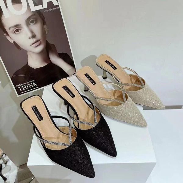 slippers 2021 shining shoes bling fashion ladies thin high heels pointed toe rhinestone mules flip flops pumps summer, Black
slippers 2021 shining shoes bling fashion ladies thin high heels pointed toe rhinestone mules flip flops pumps summer, Black