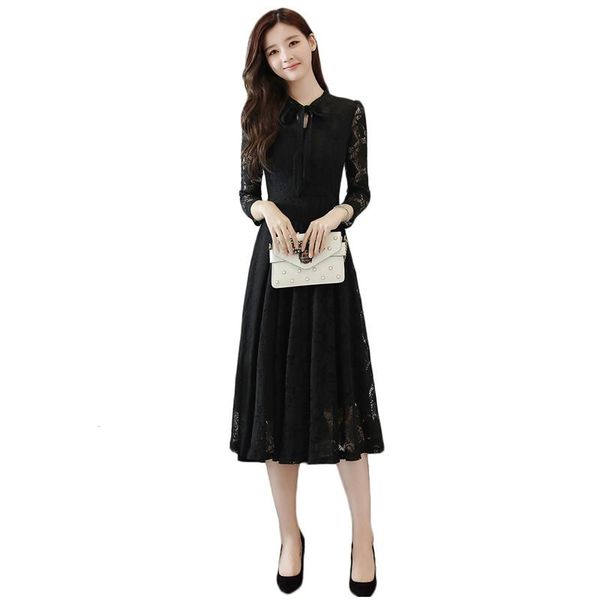 casual dresses lace dress women black pink plus size 2021 autumn winter korean fashion slim pleated white bow collar sweet vestidos cx1020, Black;gray
casual dresses lace dress women black pink plus size 2021 autumn winter korean fashion slim pleated white bow collar sweet vestidos cx1020, Black;gray