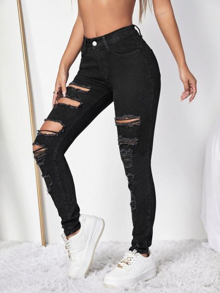 ripped skinny jeans i39q#, Blue 
ripped skinny jeans i39q#, Blue