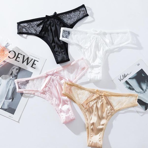 women's panties smooth satin low waist transparent cutout lace trim briefs half-pack hip thong women underwear lingerie femme, Black;pink
women's panties smooth satin low waist transparent cutout lace trim briefs half-pack hip thong women underwear lingerie femme, Black;pink
