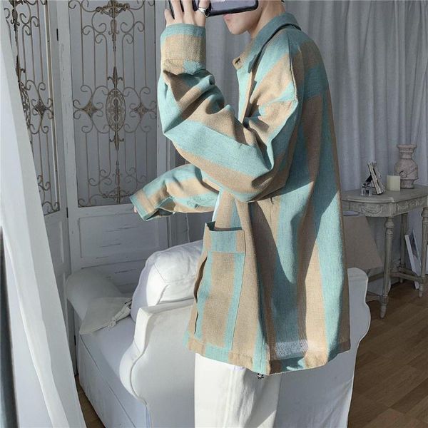 men's casual shirts 2021 autumn men long sleeve shirt male korean classic patchwork striped man hip hop loose all-match blouses k104, White;black
men's casual shirts 2021 autumn men long sleeve shirt male korean classic patchwork striped man hip hop loose all-match blouses k104, White;black