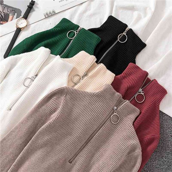 zipper half turtleneck sweater women solid slim autumn winter clothes sueter mujer basic fashion pullovers 12605 210602, White;black
zipper half turtleneck sweater women solid slim autumn winter clothes sueter mujer basic fashion pullovers 12605 210602, White;black