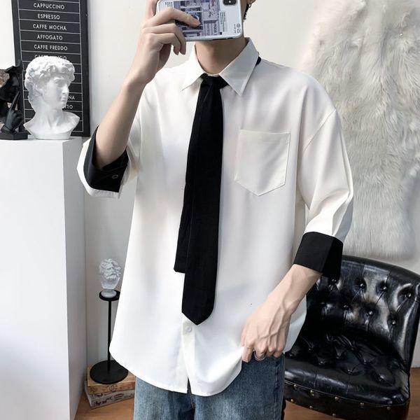 2021 new with tie summer men's fashion loose cotton clothes short sleeve white shirt camisa masculina streetwear black shirts s-2xl 17p
2021 new with tie summer men's fashion loose cotton clothes short sleeve white shirt camisa masculina streetwear black shirts s-2xl 17p