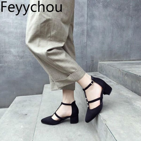 dress shoes women's sandals high heel pointed toe flock thick heels t-tied buckle 2021 fashion sweet casual beige big size 34-46, Black
dress shoes women's sandals high heel pointed toe flock thick heels t-tied buckle 2021 fashion sweet casual beige big size 34-46, Black