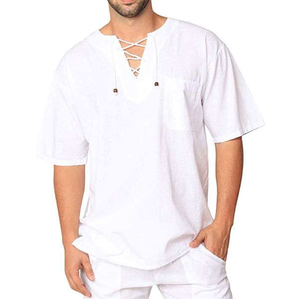 men's casual shirts shirt pure color vintage linen lace short sleeve blouse hawaiian v-neck cool for male masculina, White;black
men's casual shirts shirt pure color vintage linen lace short sleeve blouse hawaiian v-neck cool for male masculina, White;black