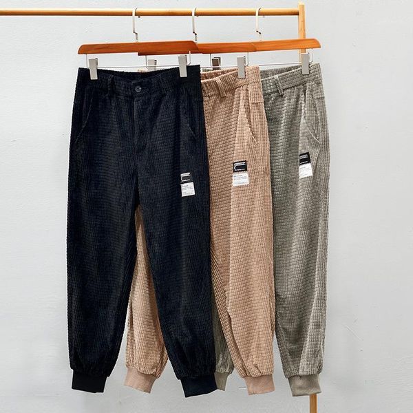 men's pants l8218 fall winter warm vintage corduroy sweatpants casual simple classic striped trousers comfortable loose men tie feet, Black
men's pants l8218 fall winter warm vintage corduroy sweatpants casual simple classic striped trousers comfortable loose men tie feet, Black