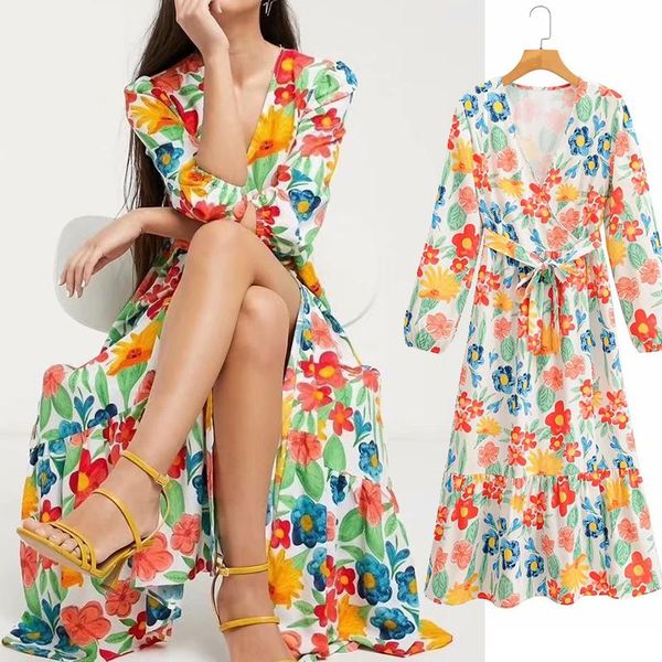 casual dresses 2021 summer printing flower dress women bow full sleeve medium beach style long, Black;gray
casual dresses 2021 summer printing flower dress women bow full sleeve medium beach style long, Black;gray