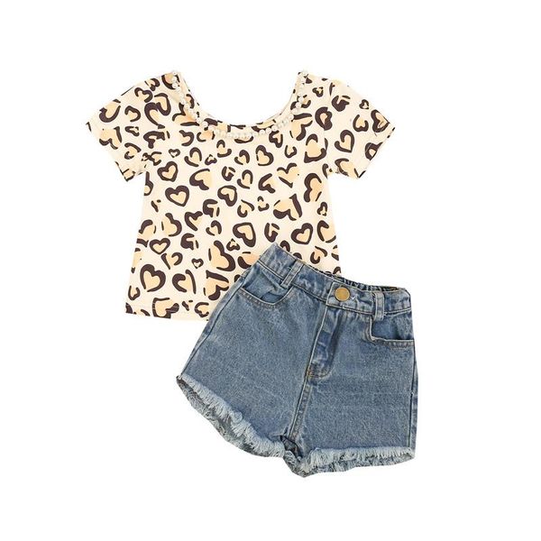 clothing sets 1-5 years kids girls 2pcs set short sleeve leopard round neck t-shirt tassel denim pants infant outfits, White
clothing sets 1-5 years kids girls 2pcs set short sleeve leopard round neck t-shirt tassel denim pants infant outfits, White