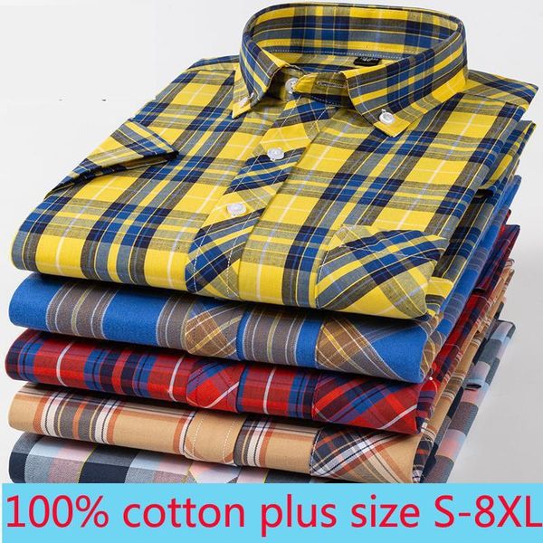 men's casual shirts arrival 100% cotton plaid short sleeve men summer thin loose super large fashion plus size s-4xl5xl6xl 7xl 8xl, White;black
men's casual shirts arrival 100% cotton plaid short sleeve men summer thin loose super large fashion plus size s-4xl5xl6xl 7xl 8xl, White;black