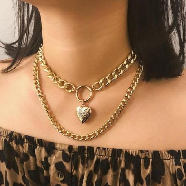 2021 trendy golden double chain maxi statement heart pendant choker necklace for women girl wedding party accessories gift, Golden;silver
2021 trendy golden double chain maxi statement heart pendant choker necklace for women girl wedding party accessories gift, Golden;silver