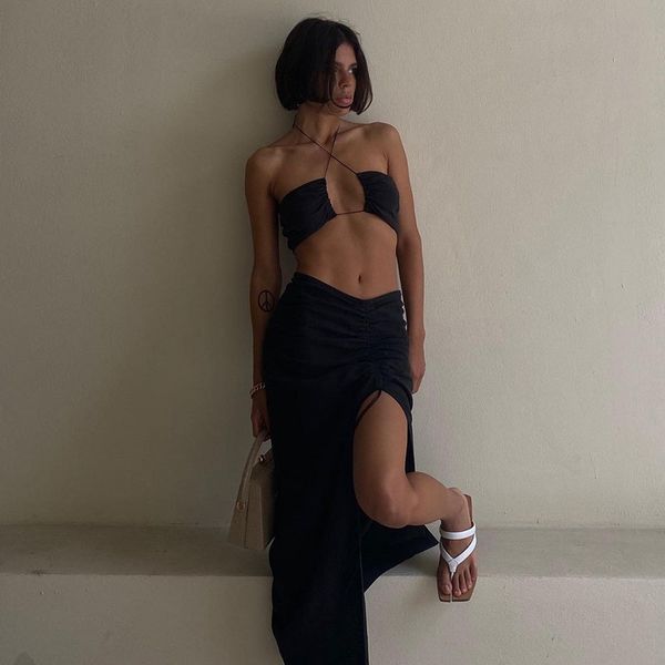fashion drawstring ruched halter crop and midi skirt women two piece sets club party outfits matching set, White
fashion drawstring ruched halter crop and midi skirt women two piece sets club party outfits matching set, White