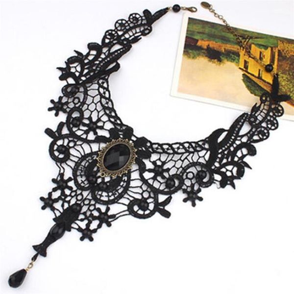 chains women gothic exaggeration necklace black lace choker victorian steampunk style jewelry punk gift, Silver
chains women gothic exaggeration necklace black lace choker victorian steampunk style jewelry punk gift, Silver