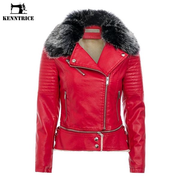 women's leather & faux kenntrice fur collar women thick coat warm windproof luxury jacket female winter punk biker, Black
women's leather & faux kenntrice fur collar women thick coat warm windproof luxury jacket female winter punk biker, Black