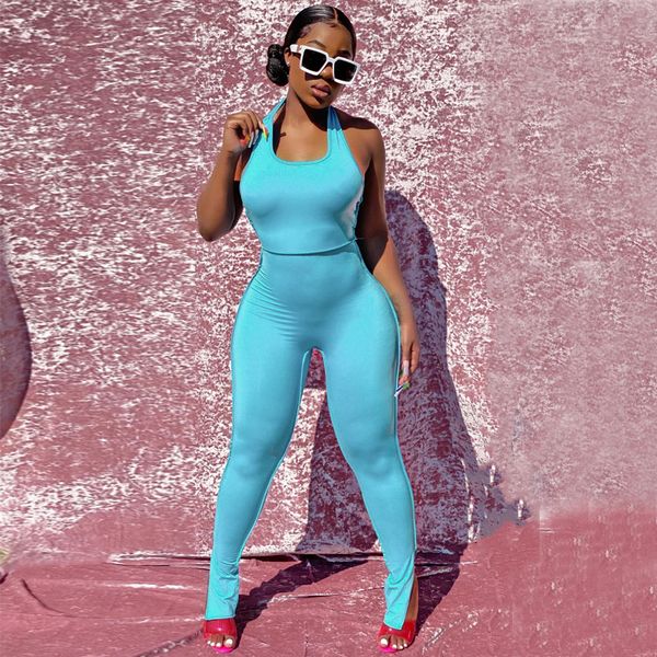 jumpsuits summer women backless summer blue solid halter u-neck slimming long rompers casual sports flared pants, Black;white
jumpsuits summer women backless summer blue solid halter u-neck slimming long rompers casual sports flared pants, Black;white