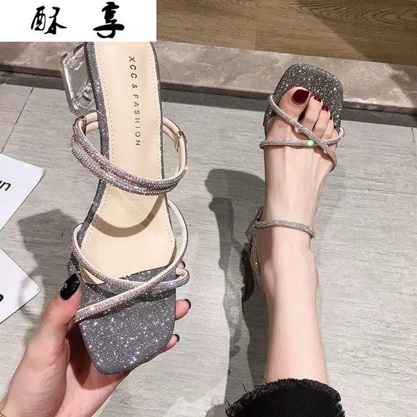 sandals summer thick heel women fashion rhinestone open toe comfortable with single shoes dinner party shoe, Black
sandals summer thick heel women fashion rhinestone open toe comfortable with single shoes dinner party shoe, Black