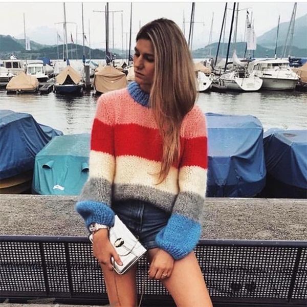 women's sweaters khale yose autumn rainbow striped oversized sweater pullovers women bohe chic mohair knitted loose female sweatesr jum, White;black
women's sweaters khale yose autumn rainbow striped oversized sweater pullovers women bohe chic mohair knitted loose female sweatesr jum, White;black