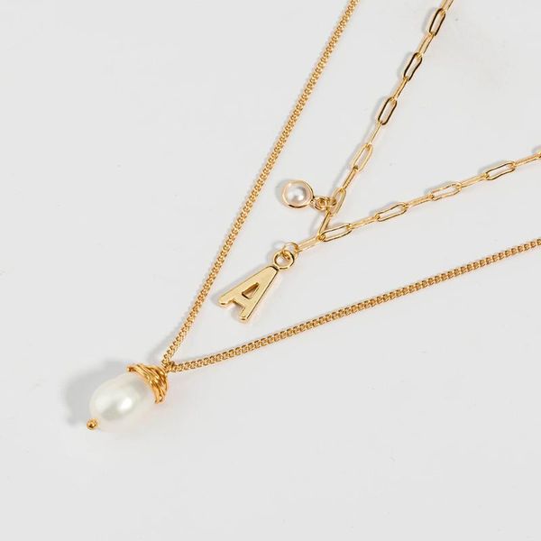 chains creative personality natural freshwater pearl multi-layer necklace alloy simple letter a for women, Silver
chains creative personality natural freshwater pearl multi-layer necklace alloy simple letter a for women, Silver